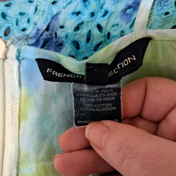 French Connection Women's Dress #714AW Midi Daisy Lace V-Neck Size 4 Blue+Green - Picture 8 of 16